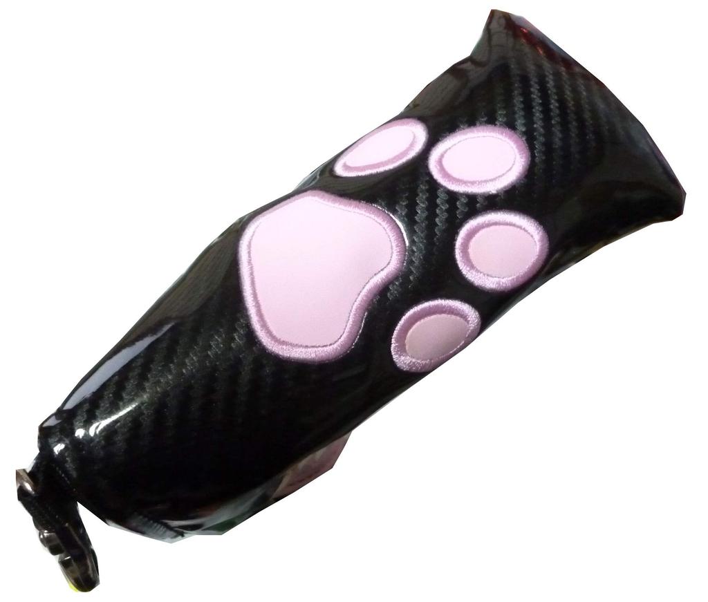 Golf Putter Hülle mit Pfotenabdruck-Design, Pin-Typ, Magnetverschluss (Schwarz/Rosa)