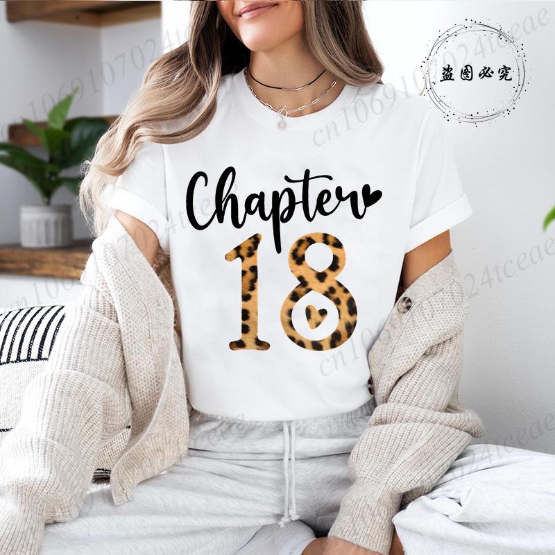Unisex's Funny Short Sleeve Shirt It's My 18th Birthday Leopard Printed T-Shirts Round Neck Tee Shirt Birthday Party Girls Tops