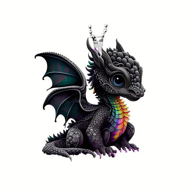 Colorful Magic Black Dragon Acrylic Pendant Cartoon Style Car Interior Decoration