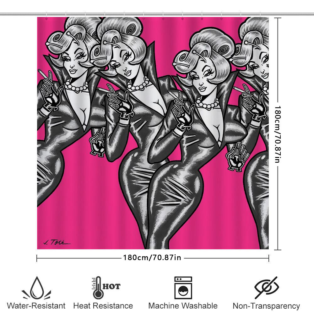 Chic Retro Women's Fashion Shower Curtain Pop Art Print for Bathroom Decoration