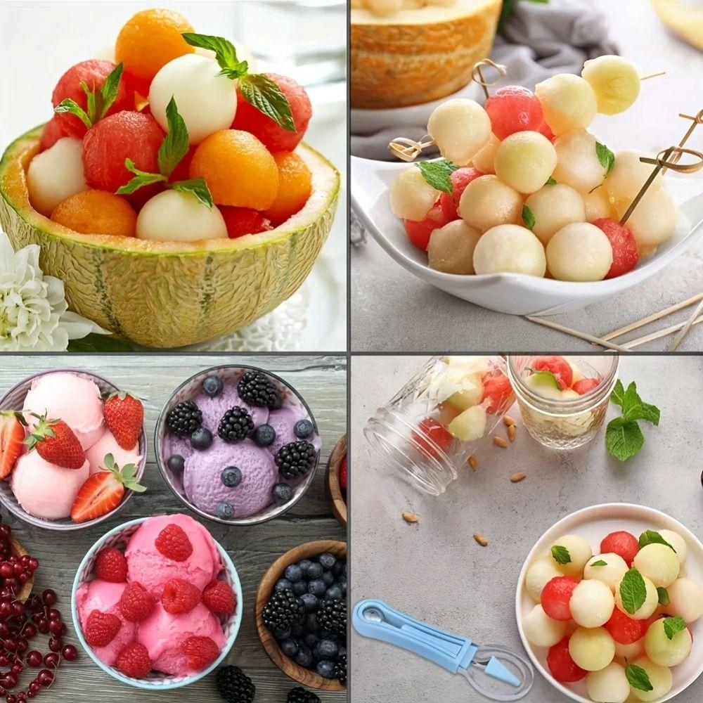 Doppelköpfiger Fruchtkugelausstecher 4-in-1 Cantaloupe Fruchtlöffel Kreativität Fruchtschneider Für Küche