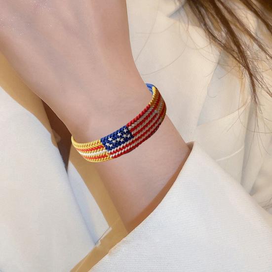 Woven Bracelet Handcrafted Red White Blue Patriotic Bracelet Adjustable American Flag Bracelet 4th of July Jewelry