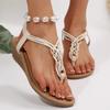 Fashion Women's Summer Braided Strap Wedge Sandals Elastic Band Clip Toe Gladiator Sandals Woman Roman Style Comfortable Beach Shoes