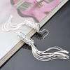Women Fashion Silver Plated Long Chain Tassel Hook Dangle Linear Earrings Gift