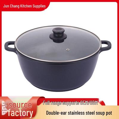 Aluminum Double-Ear Non-Stick Stainless Steel Stockpot with Composite Bottom