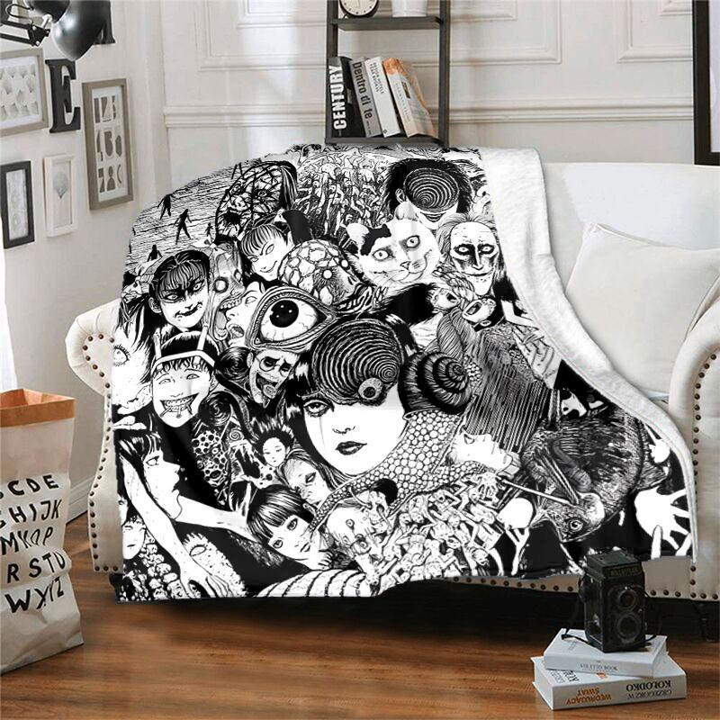 1pc Blanket Thriller Manga Junji Ito Tomie2 Print Design, Lightweight Blanket for Sofa, Bed- Soft &Warm, Gift for All Seasons Like Christmas, Hallowee
