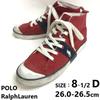 POLO Canvas High-Cut Sneakers Red Size 8.5D (26.026.5cm)