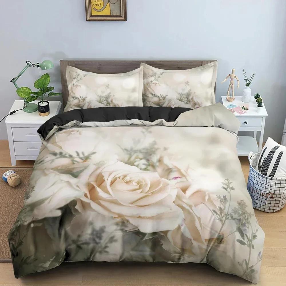 Flowers Duvet Cover Set Floral Pattern Comforter Cover Bedding Set Personality Quilt Cover With Pillowcase Queen King Bedclothes