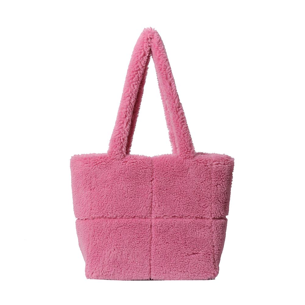 Fluffy Plush Women Underarm Bag Lambswool Large Tote Bag Solid Color Shopper Armpit Bag Ladies High Capacity Square Shoulder Bag
