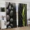 Spa Zen Stone Blackout Curtains   Zen Japanese Garden Theme Stones Green Bamboo Wooden Rod Pocket Window Drapes   for Bedroom Livi