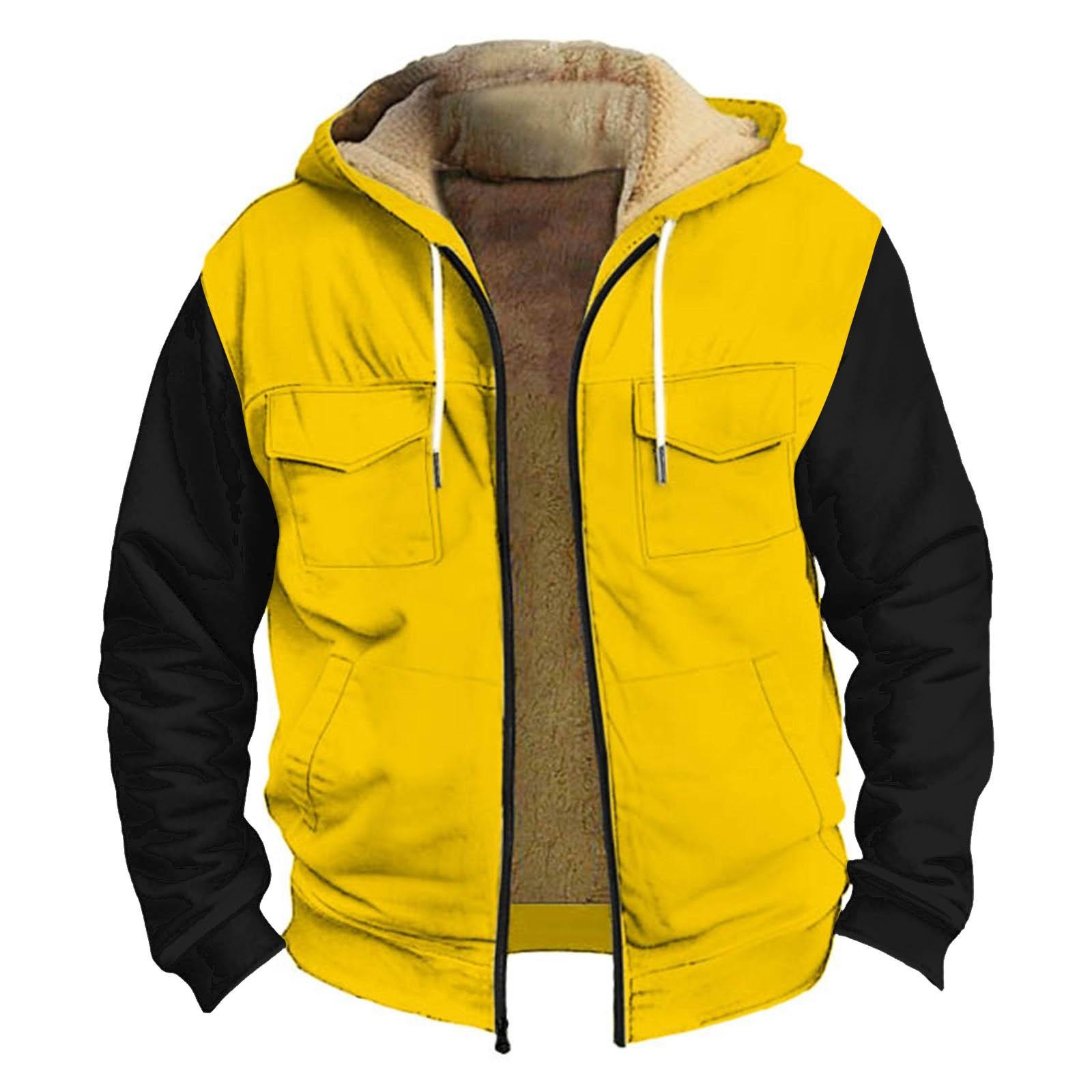 

Мужская утолщенная куртка на пуговицах с двойным карманом и карманной вставкой, хлопковая куртка XL жёлтый