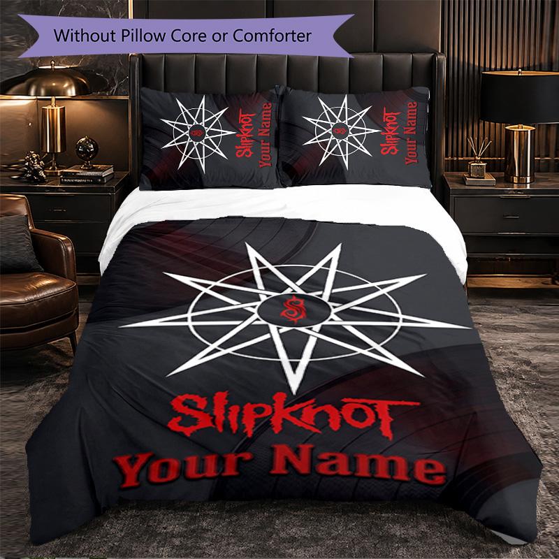 Set Biancheria da Letto Personalizzato Slipknot con Nome, 1 Copripiumino & 2 Federe, Regalo Personalizzato per Camera da Letto