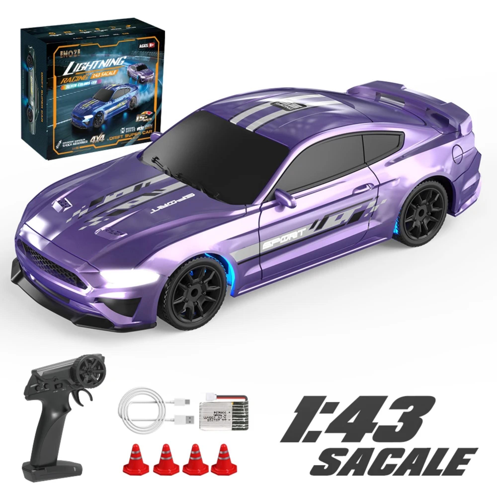 

1/43 4WD RC Drift Car 2.4G High Speed Remote Control Racing Car with LED Lights, Metal Chassis Toy Gift for Kids Boys
