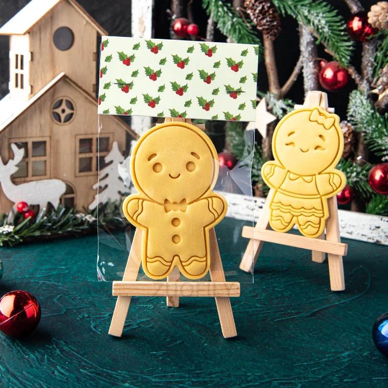 Large Christmas Gingerbread Man Cookie Cutter Mold Gingerbread Boy/Girl Biscuit Fondant Embosser Stamp DIY Party Cake Decoration