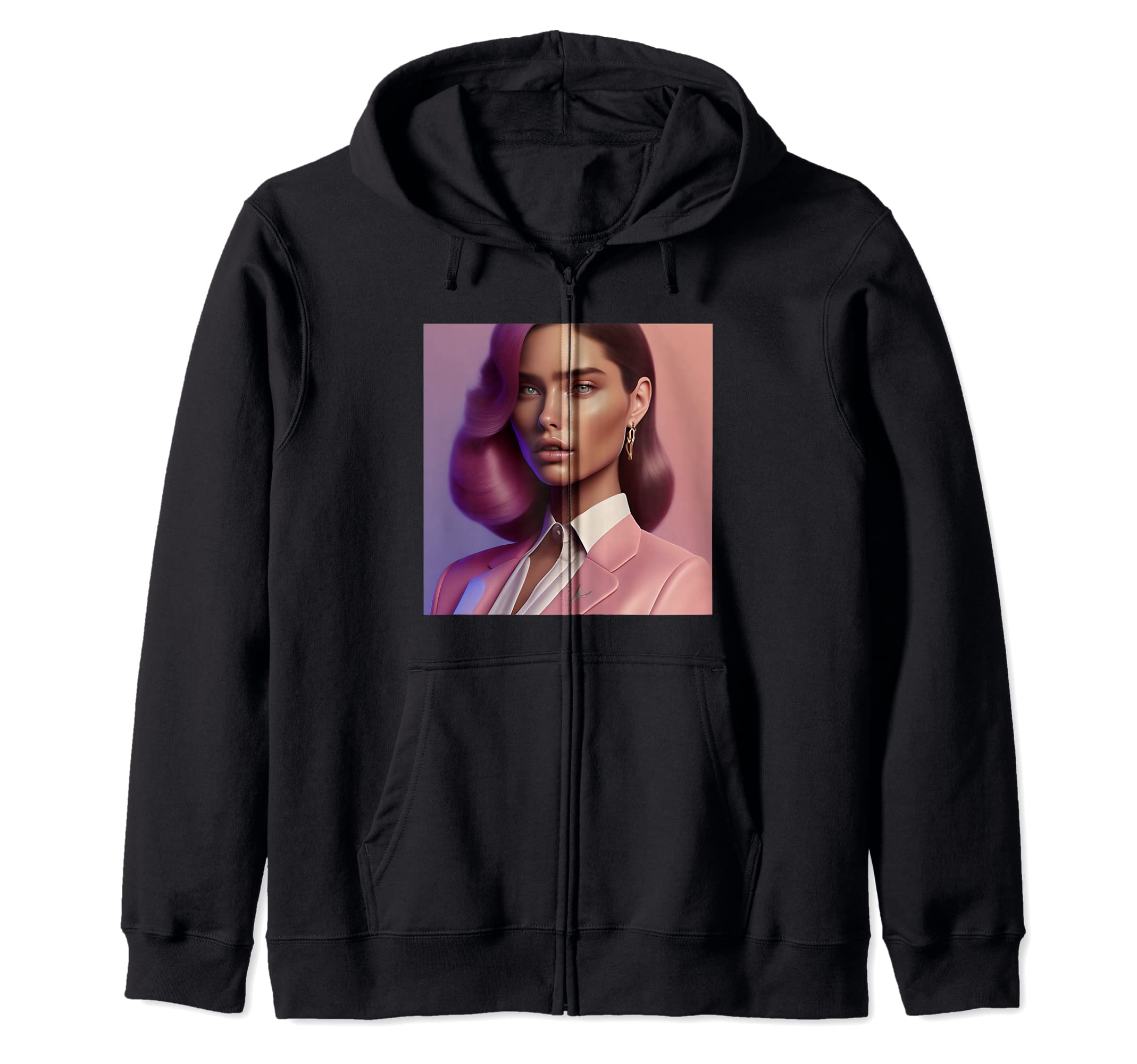 

Pink Burgundy Rose Top Suit Jacket Coat Look Outfit Zip Hoodie Women s чорний