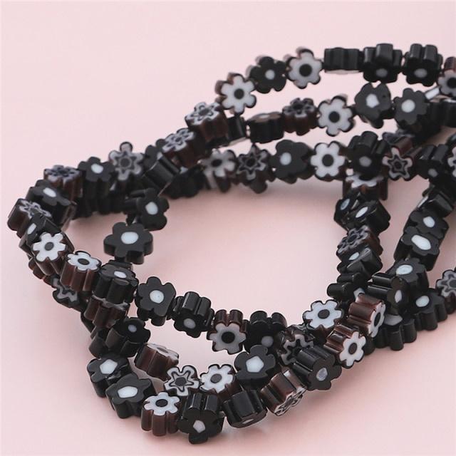 45Pcs Lampwork Beads Mixed Color Flower Pattern Glass Beads For Jewelry Making