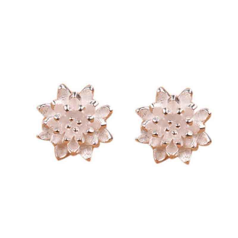 

Женские милые модные серьги-гвоздики в виде цветка лотоса, покрытые серебром, ювелирные изделия новые