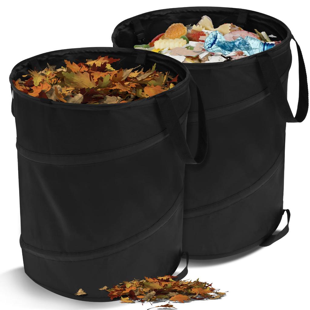 1/2Pcs Garden Waste Bag 37.8L Leaf Waste Bag Large Capacity Collapsible Garden Bag Space Saving Pop Up Trash Can for Outdoor