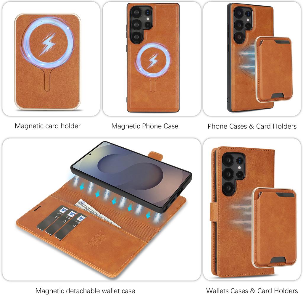 3 In 1 Detachable Card Solt Magnetic Wallet Leather Case For Samsung S25 Ultra S25Edge S24 Plus S23 S22 Flip Book Bag Cover