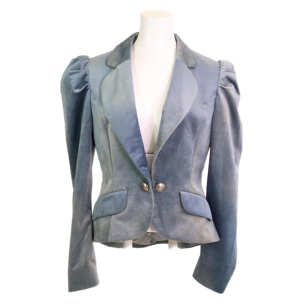 TAE ASHIDA [Good condition/24 year old] TJ4721 Gathered sleeve velour Jacket *There is no size notation. blueUsed