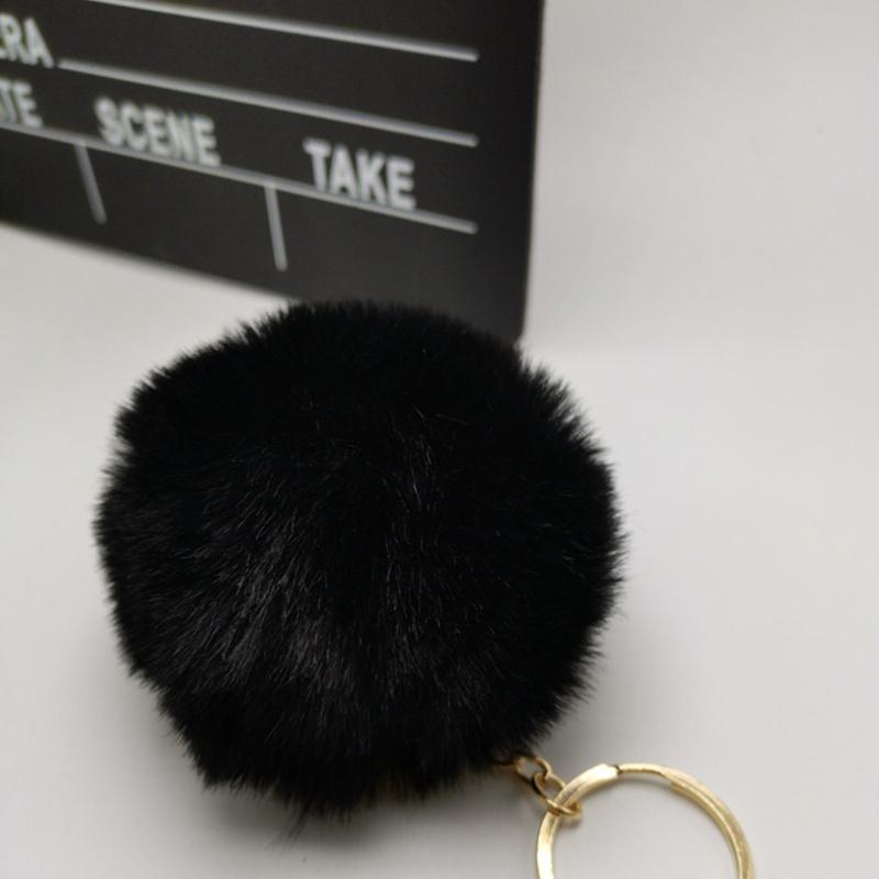 Colorful Pompoms Keychains Fluffy Plush Ball Faux Fur Keyring for Women Girl Hat Shoes Jewelry Bag Charms Accessories