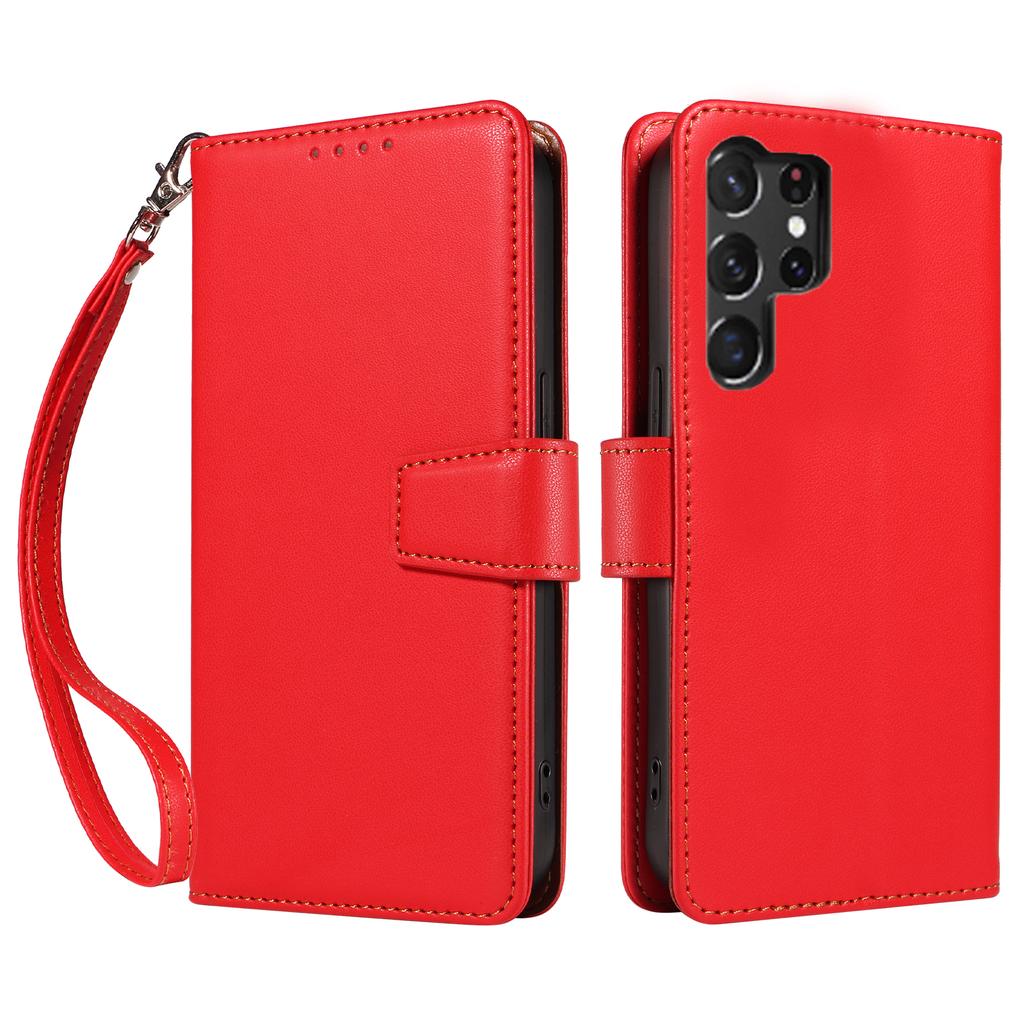 For Samsung Galaxy S24 Ultra Case RFID Blocking PU Leather Wallet Flip Phone Cover with Wrist Strap