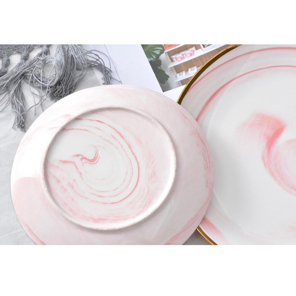 6 Inch Elegant Marble Texture Gold Trimmed Dish Plate Phnom Penh Ceramic Dessert Tray Snack Plate for Fruit Western Dishes