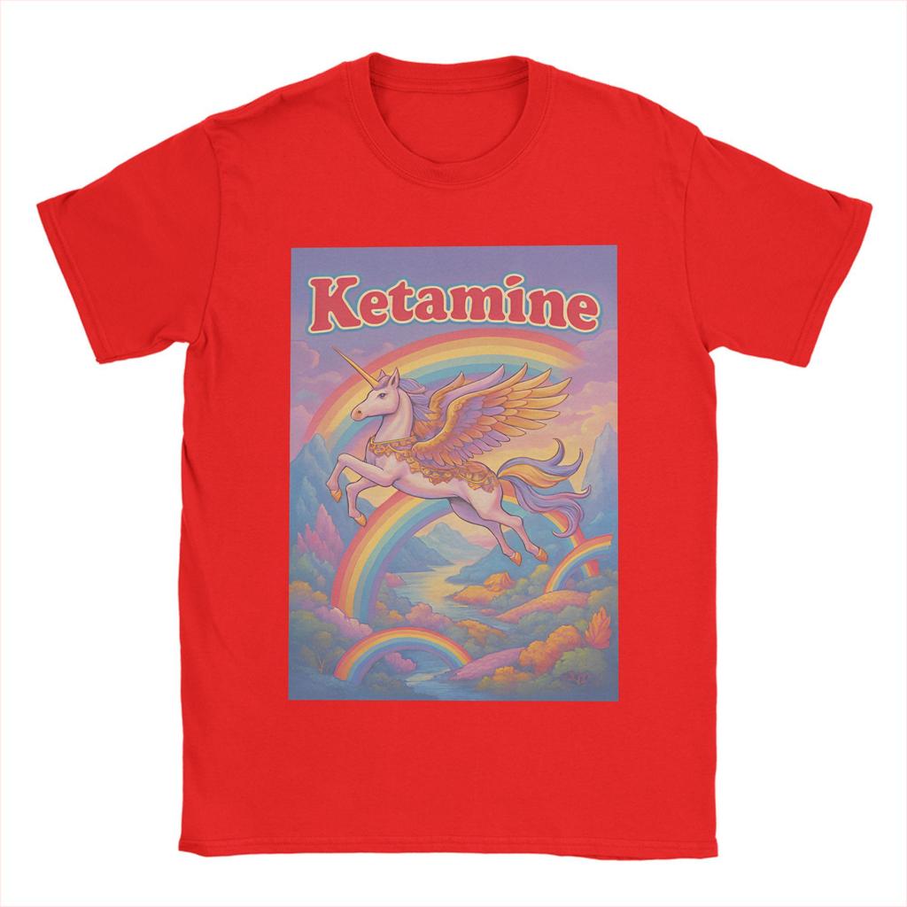 Ketamin Einhorn T-Shirt Sommer Klassische T-Shirts 100% Baumwolle Hipster T-Shirt für Paare Kurzarm Lässige Oberteile