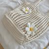 Yogodlns Fashion Summer Beach Floral Decor Women Shoulder Bag Female Hollow Handwoven Knitted Soft Handbag Large Casual Tote Bag