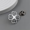 Fashion Peach Blossom Stainless Steel Brooch for Men Shirt Suit Lapel Pins Jewelry Wedding Party Accessories Father's Day Gifts