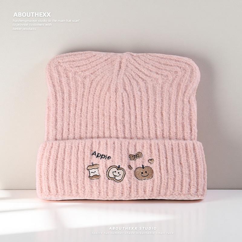 New Autumn and Winter Cute Cat Ears Hat for Women Versatile Face Showing Small Knitted Hat Ear Protection Warm Woolen Hat Trendy