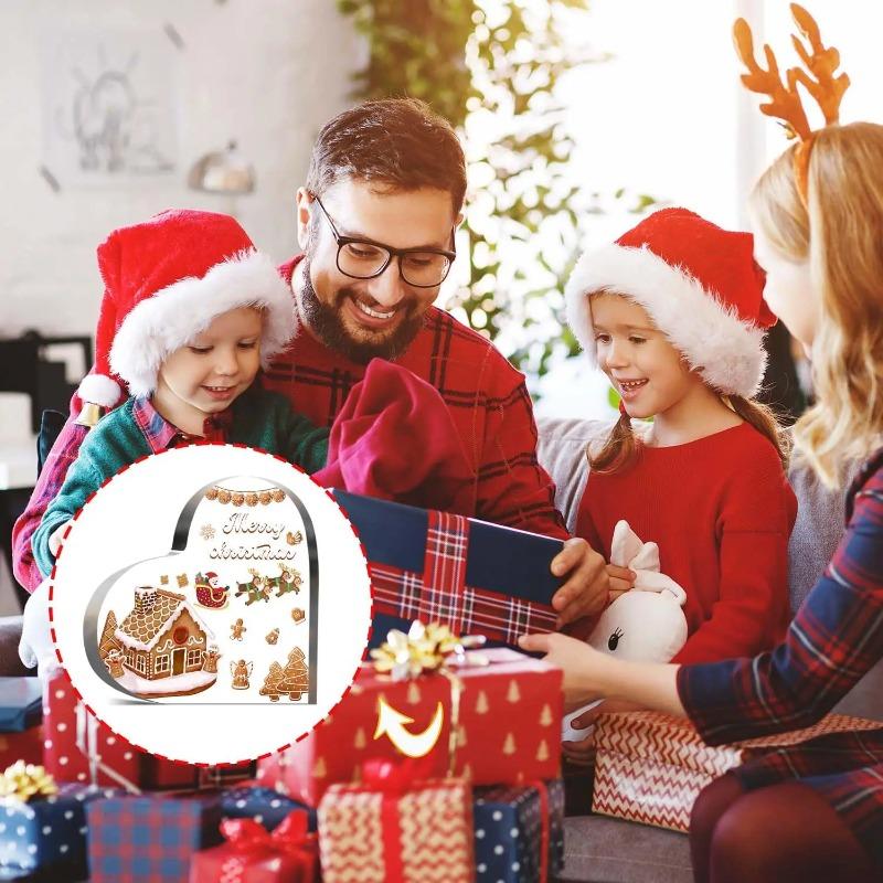 2D Flat Heart Shaped Christmas Acrylic Desktop Decoration, Home Decor Plaque Hanging Wall Art Decorative Garden Decoration for Room Door Signs Hanging