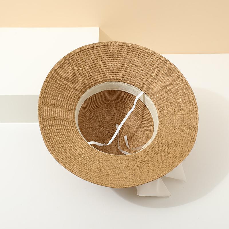 Summer Women's Fisherman Hat with Butterfly Knot Straw Woven Design Korean Style Cool Sunscreen Beach Sand Cap
