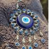Silver Evil Eye Wall Hanging – Handmade Turkish Blue Nazar Amulet | Spiritual Protection Charm for Home & Office