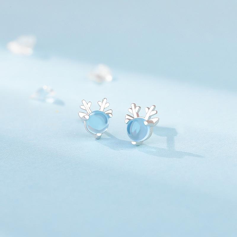 Blue Elk Women's Mini Stud Earrings - Simple, Sweet, Korean Style Christmas Gift