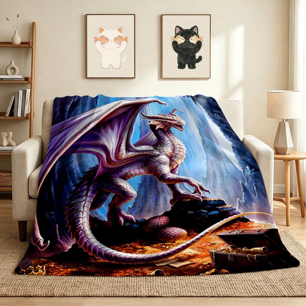 Dragon Treasure Flannel Blanket Throw Blanket Soft Warm Sofa Bed Camping Home Decor Unique Christmas Gift Cs92228