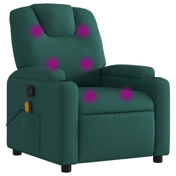 VidaXL Fauteuil de massage inclinable Vert foncé Tissu 372383