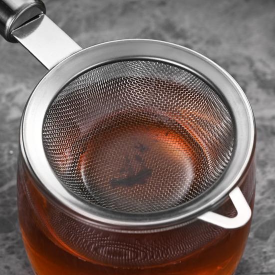 Yousheng Stainless Steel Fine Mesh Strainer Colander with Anti-Slip Handle Kitchen Flour Sieve for Tea Juice Oil Strainer Baking Ingredient