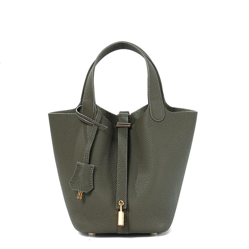 [New] High-quality First-layer Cowhide Niche Vegetable Basket Handbag Female, Genuine Leather Large-capacity High-end Bucket Bag