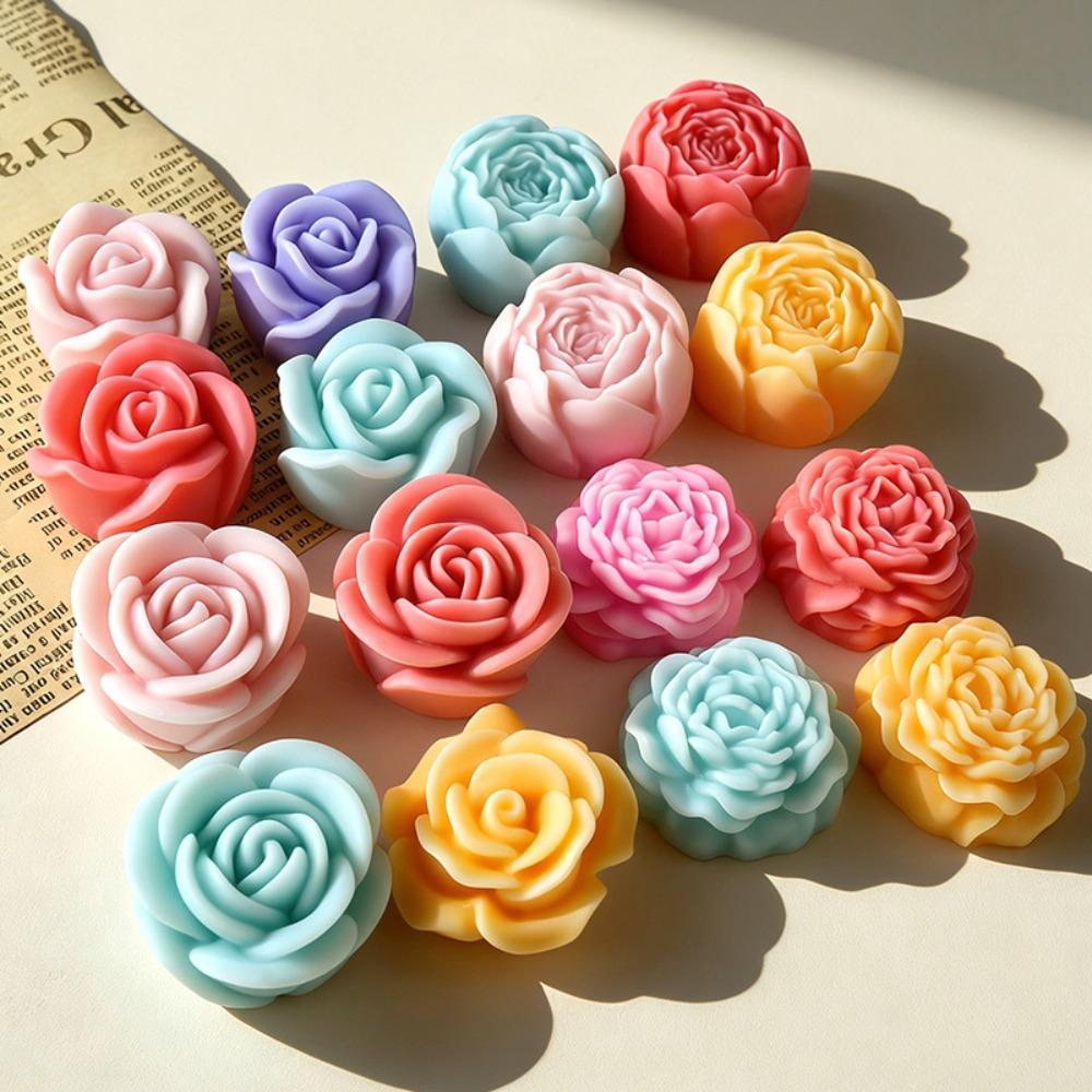3D Design Silicone Candle Mold 5-Hole Pattern Rose Peony Mold For Candle Making