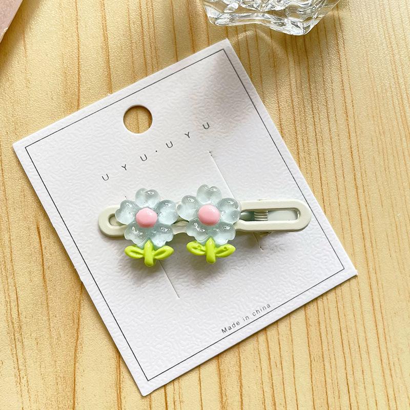 Fresh Flower Sweet Side Duckbill Clip Girl Style Cute Bangs Clip Versatile Girl's Fine Hair Small Clip Wholesale