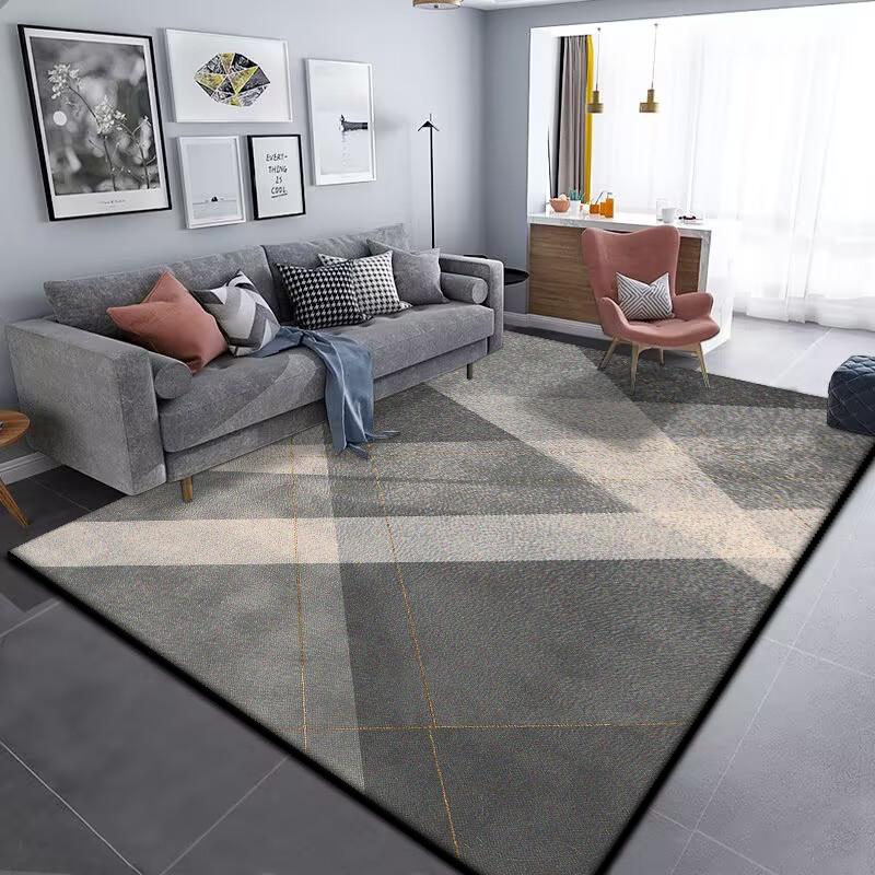 Grey Geometric Carpet for Living Room Modern Luxury Decoration Home Rugs for Bedroom Big Size Non-slip Easy Cleaning Floor Mat