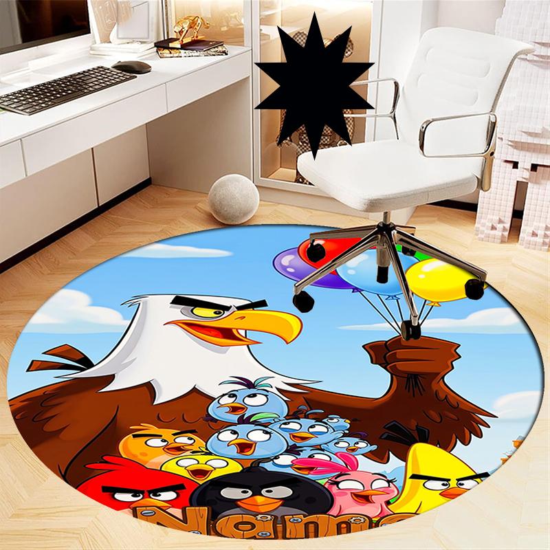 Custom Name Angry Birds Printed Round Rug Carpet Chair Rug Area Rug Entryway Doormats,for Office Chair Living Room Bedroom Kitchen Room.
