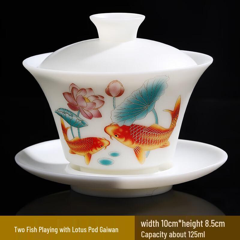 Chaxun Year of the Ox Ceramic Sancai Gaiwan Large