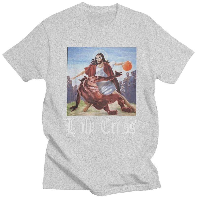 Classic Not Today Satan Jesus Crossover Basketball Holy Cross T Shirt Unisex Tshirts Casual Graphic Tee Tops Slim Fit Clothes