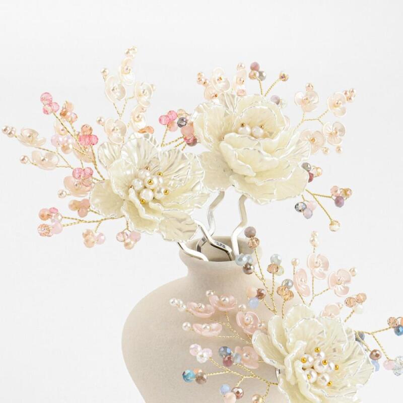 Damen Hochzeit Braut Fotoshooting Blume Haarnadel