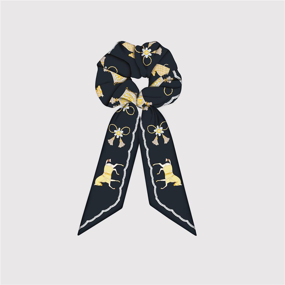 Naturalny Jedwab Duże Gumki do Włosów Gumki Wstążki do Włosów Wzór Łańcucha Elastyczne Gumki do Włosów Kucyk Kobiety Elegancki Szalik Akcesoria do Włosów