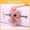 Elegant Crystal Pendant Vintage Punk Style Rhinestone Owl Long Necklace For Women