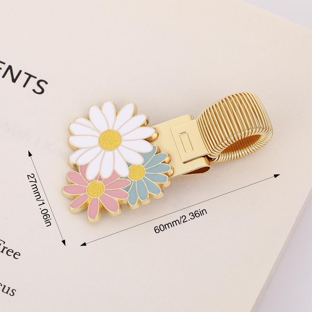 1Pc Daisy Flower Metal Pen Holder Clips Portable Paper Fix Clips Journal Notebook Pictures Pin Pocket Student School Tools