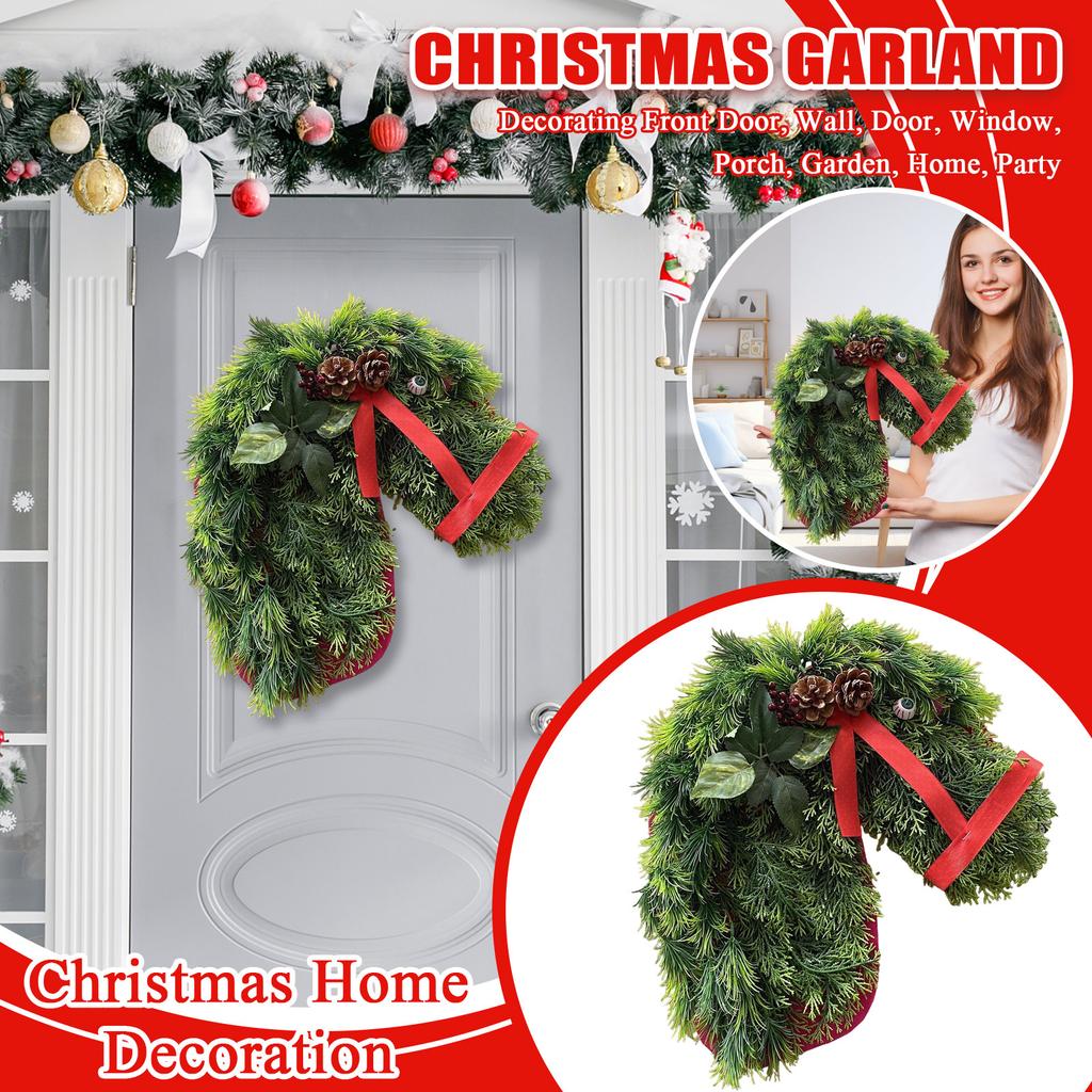 Christmas Garland, Christmas Home Decoration For Decorating Front Door, Wall, Door, Window,Porch, Garden, Home, Party